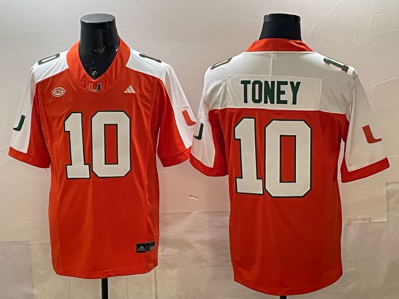 Men 2026 Miami Hurricanes #10 Toney Orange 3th generations Nike Limited NCAA Jersey 012->ncaa teams->NCAA Jersey
